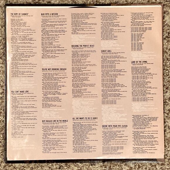 Don Henley 1984 Building The Perfect Beast Vinyl Record Album - Picture 5 of 10
